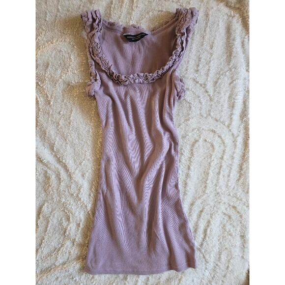 Dorothy Perkins Ruffle Trim Ribbed Tank Top – UK 8 / EU 36 (US Small) - Picture 1 of 5